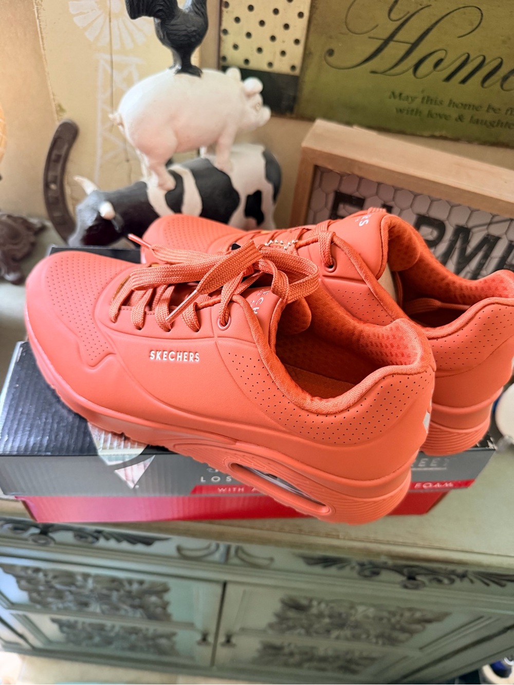 Skechers Women's Coral/Orange Platform Athletic Sneakers - Picture 3 of 7
